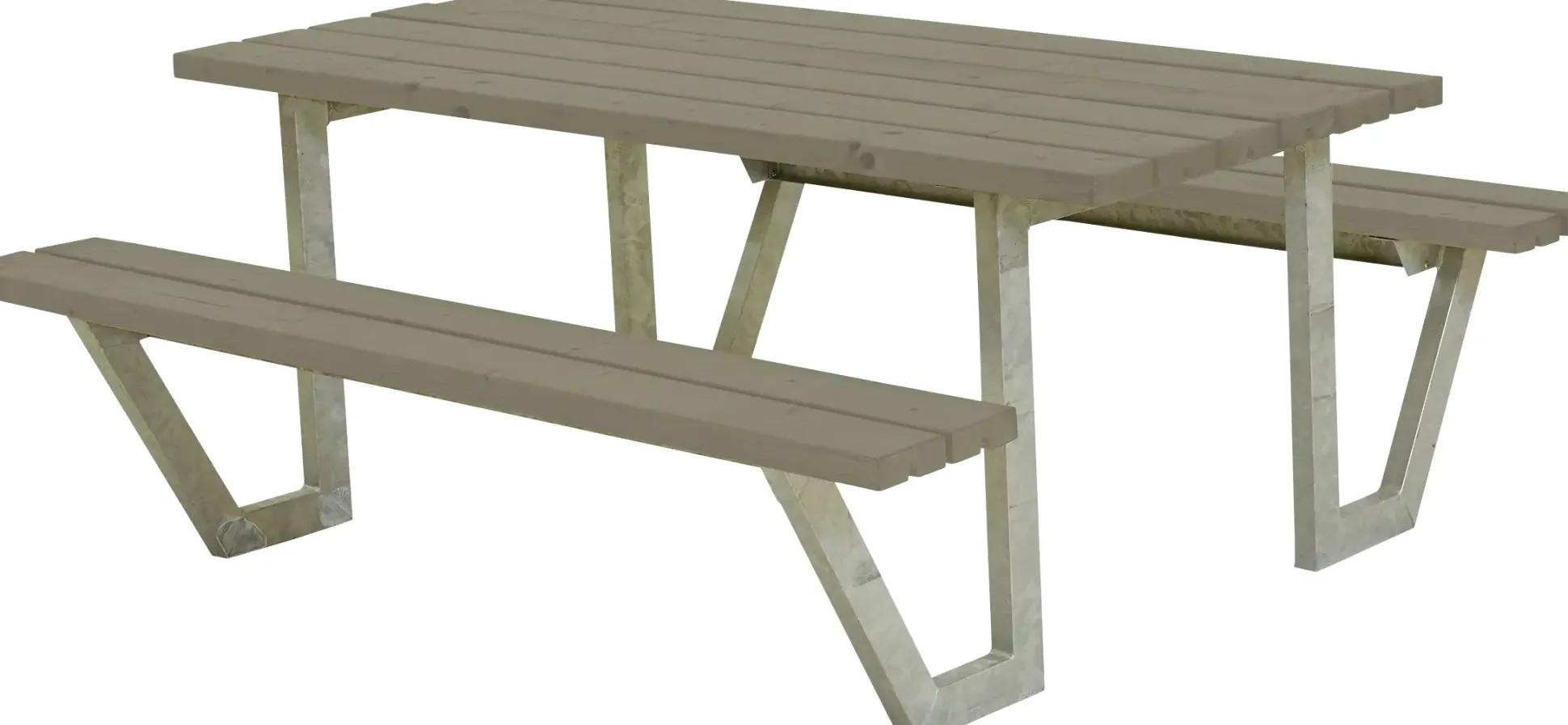 Plus Picknicktisch Wega Stahl-Holz 177 x 161 x 73 cm graubraun