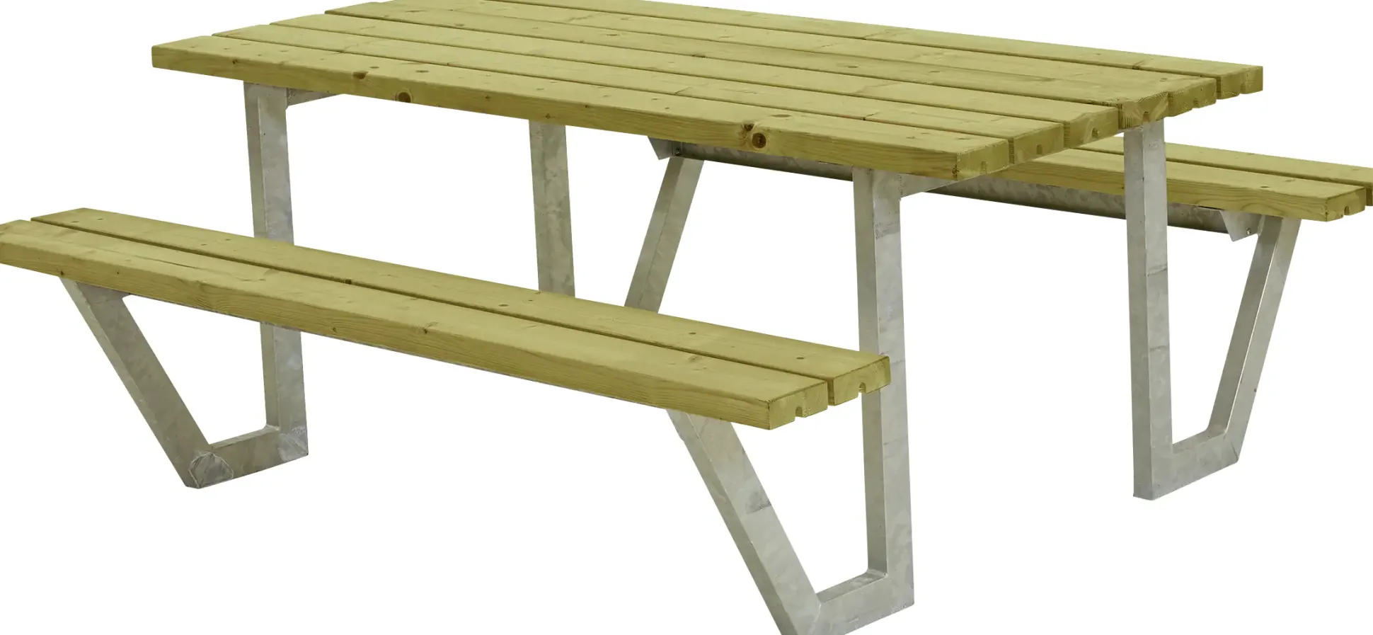 Plus Picknicktisch Wega Stahl-Holz 177 x 161 x 73 cm natur