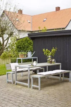 Plus Planken-Garnitur 3-teilig mit 2 Rückenlehnen, graubraun