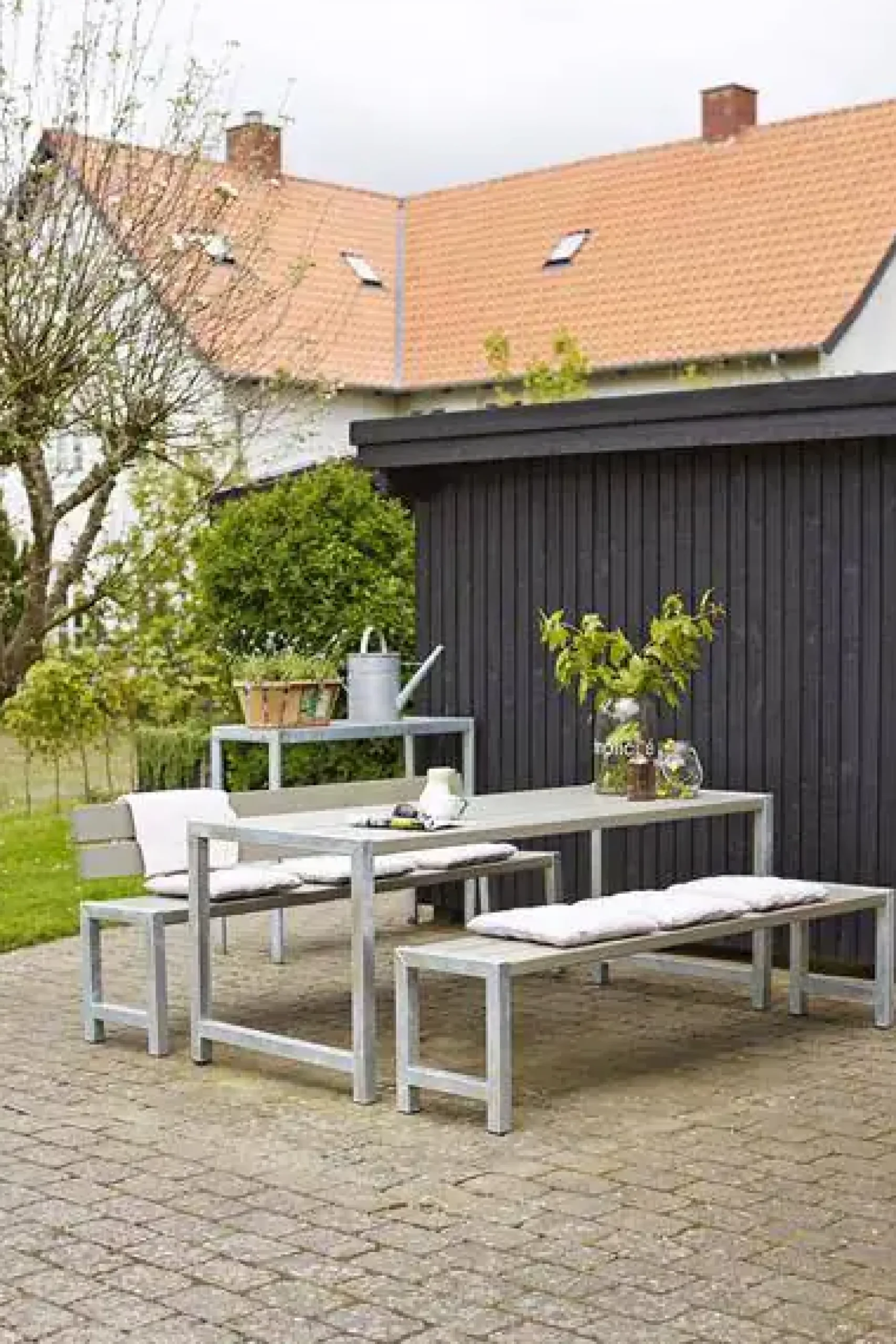 Plus Planken-Garnitur 3-teilig mit 2 Rückenlehnen, graubraun