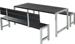 Plus Planken-Garnitur 3-teilig mit 1 Rückenlehne, schwarz