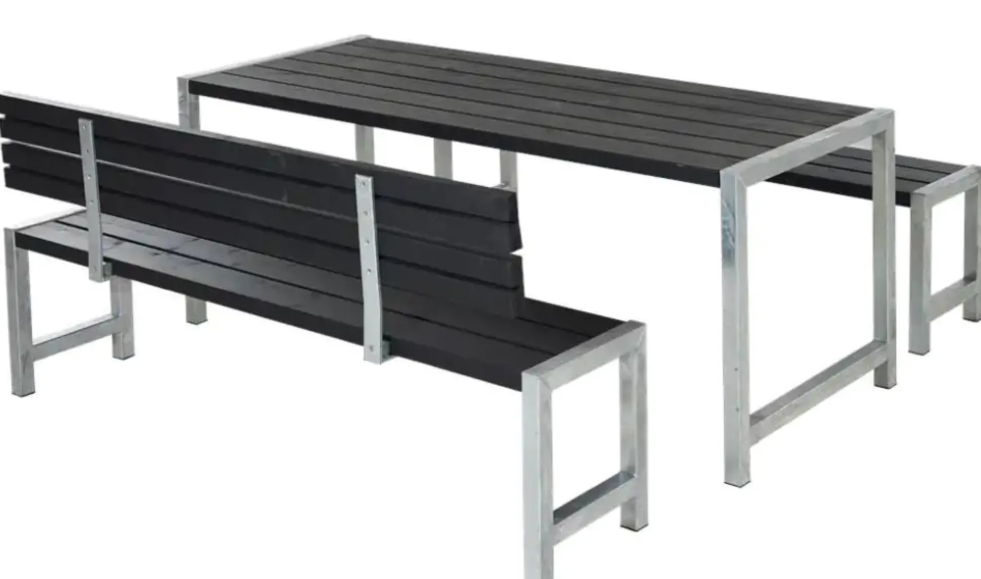 Plus Planken-Garnitur 3-teilig mit 1 Rückenlehne, schwarz