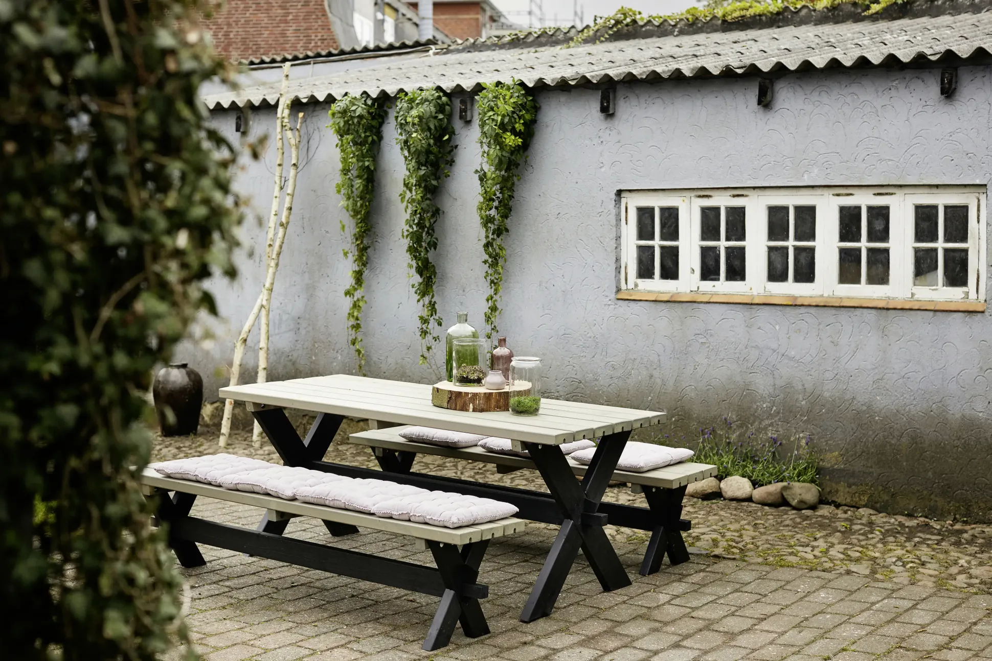 Plus Tisch Nostalgie 179x75x72cm schwarz graubraun rechteckig