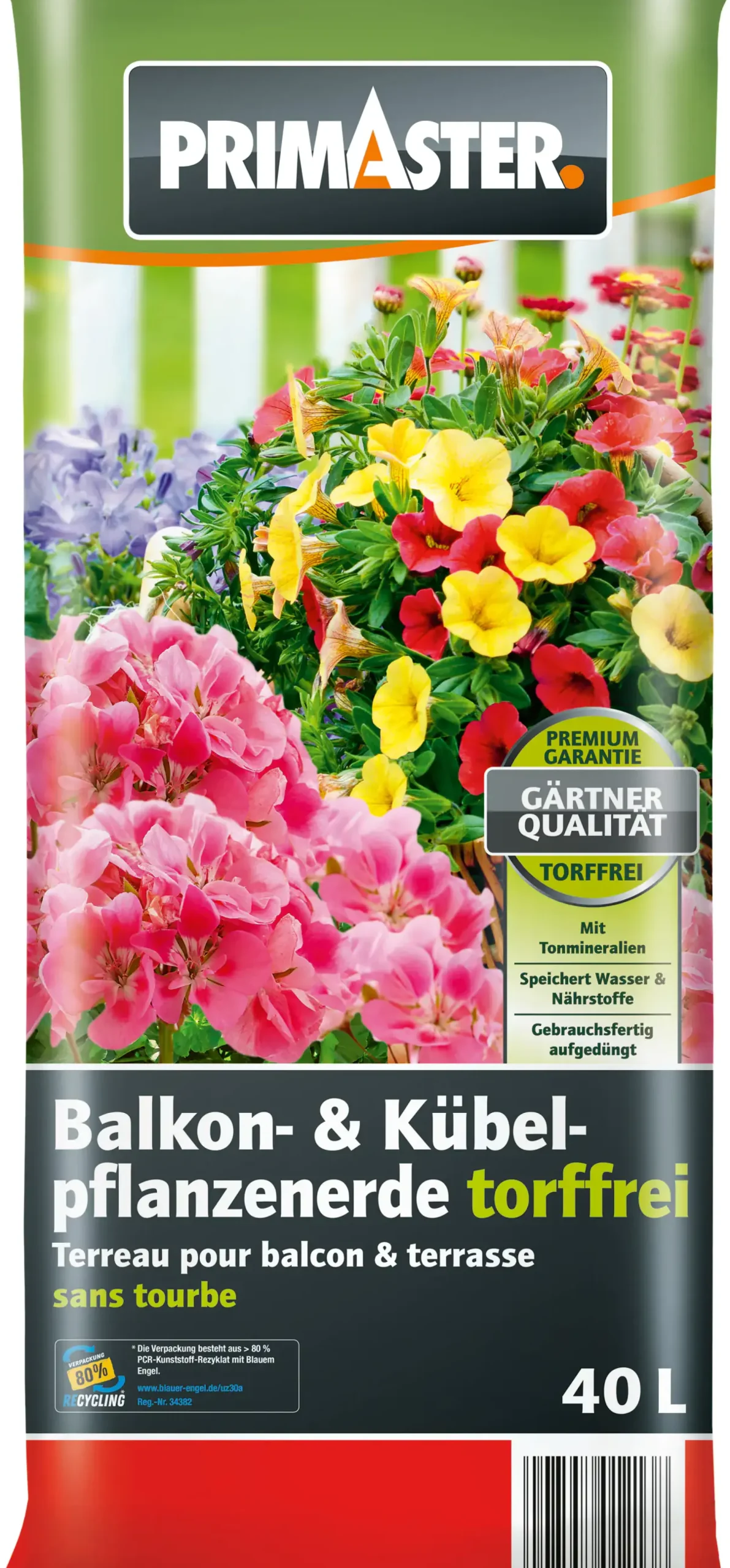 Primaster Balkon- & Kübelpflanzerde torffrei 40 L