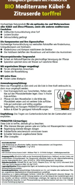 Primaster Bio Mediterrane Kübel- & Zitruserde torffrei 10 L