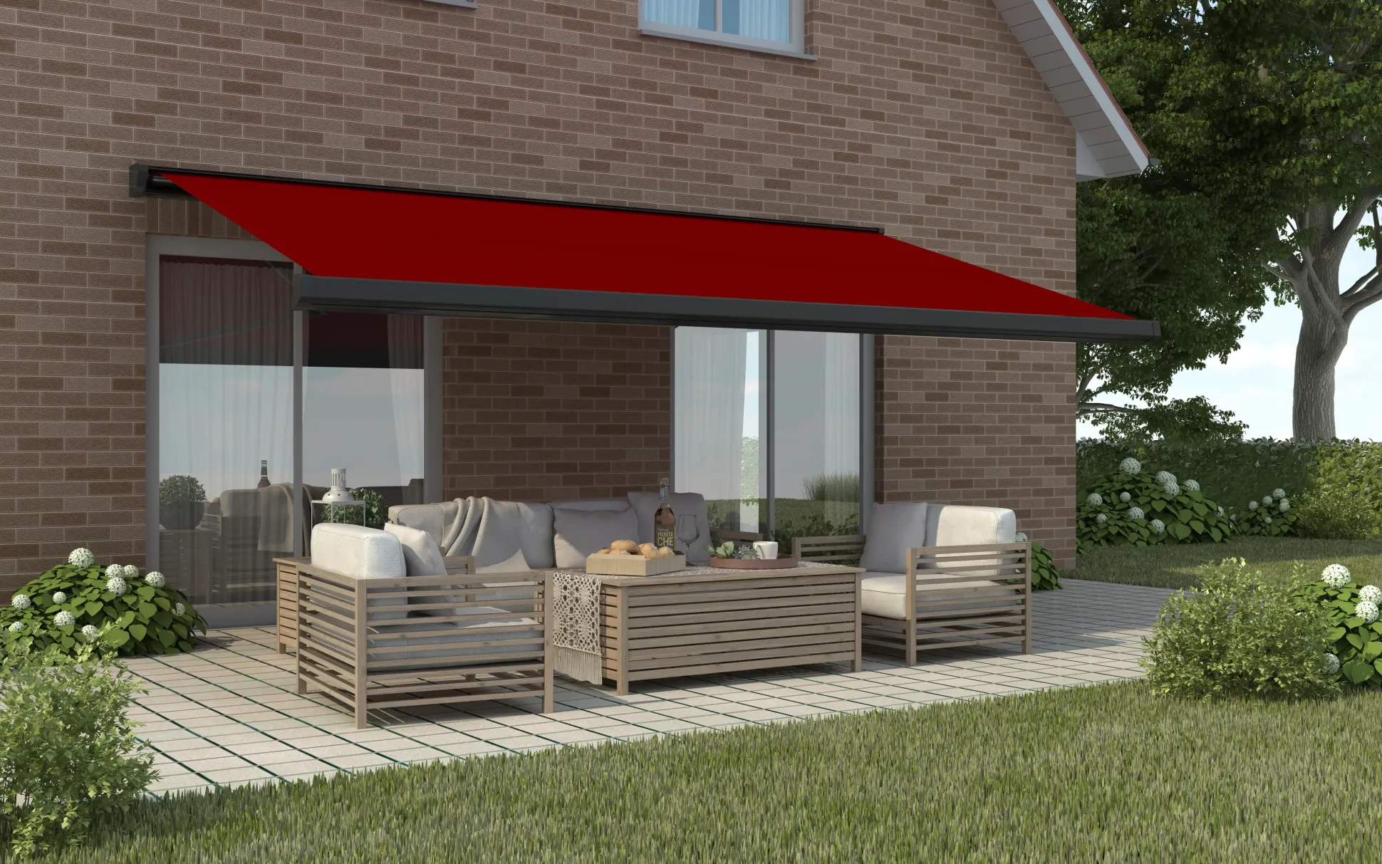 Primaster Kassetten-Markise 3,5 x 3 m elektrisch rot