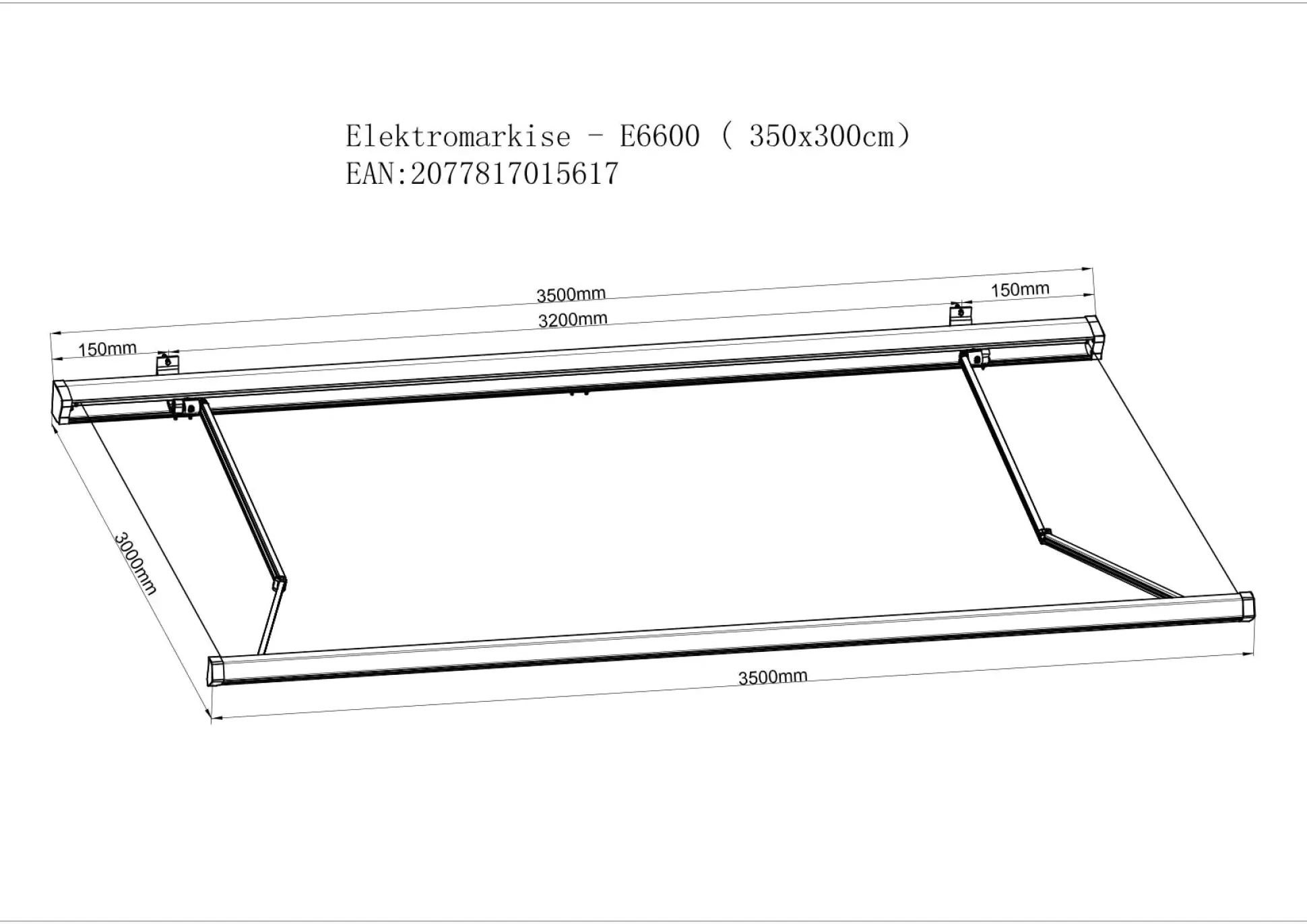 Primaster Kassetten-Markise 3,5 x 3 m elektrisch rot