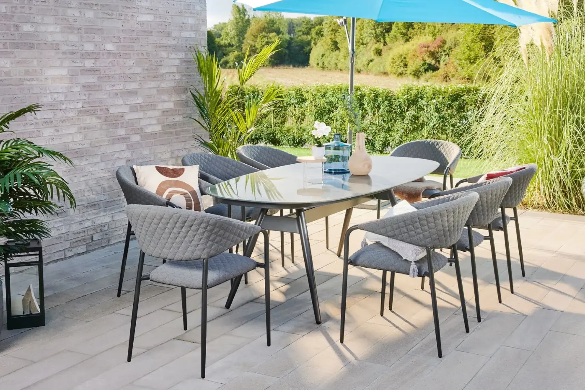 Primaster Lounge Möbelset Calvo 5-teilig grau mit wetterfestem Bezug