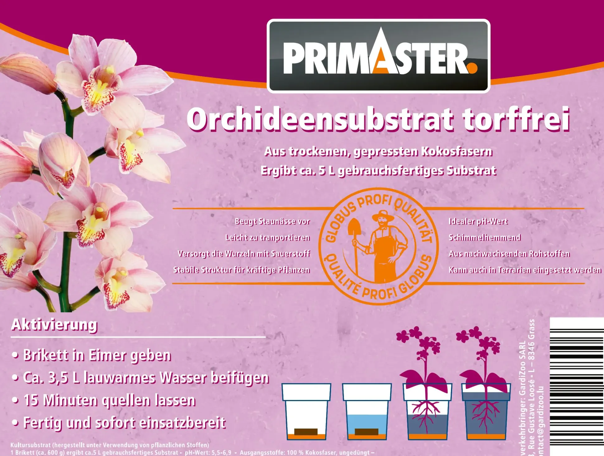 Primaster Orchideensubstrat torffrei Brikett für 5 Liter