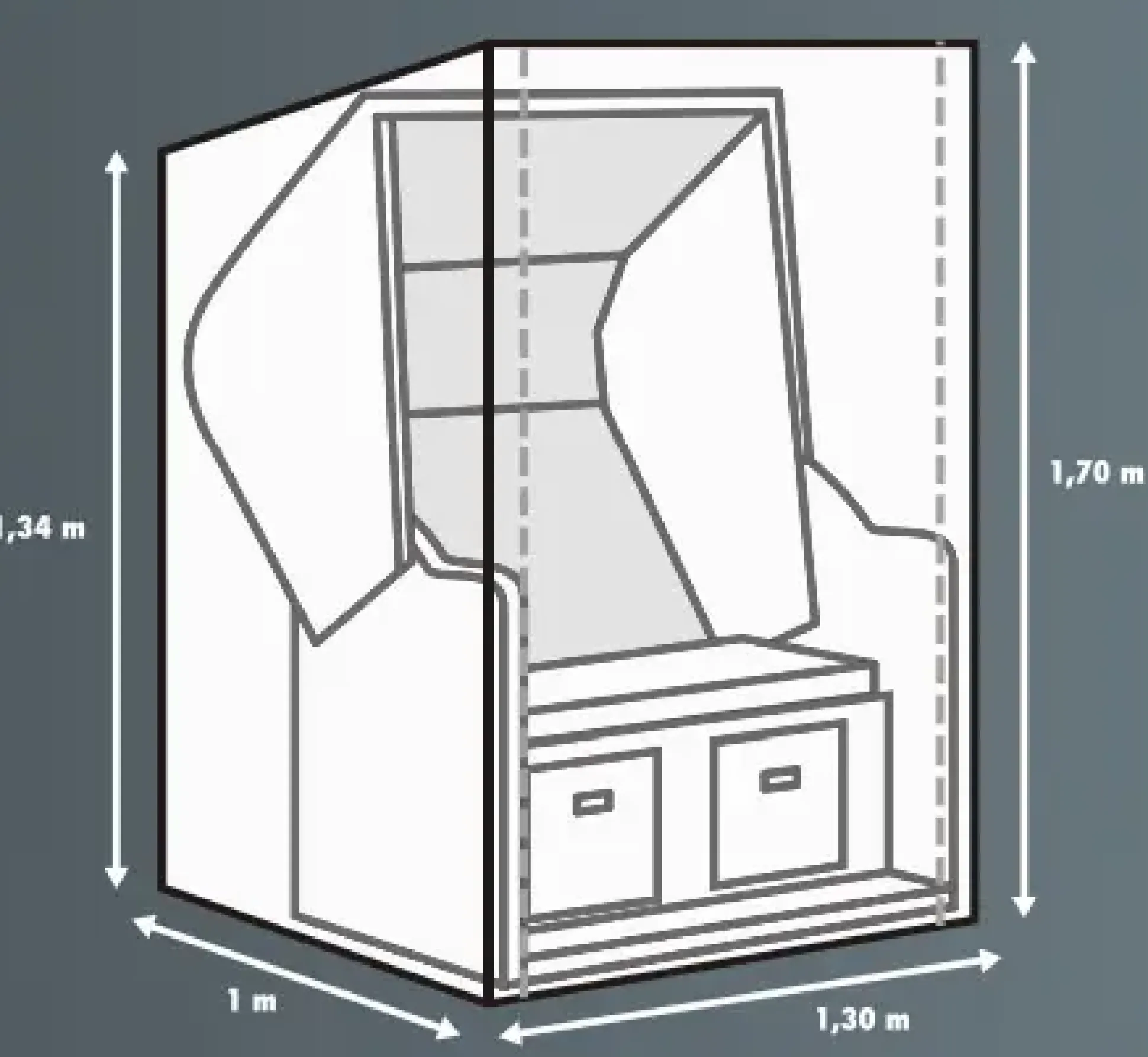 Primaster Schutzhülle Exclusive für Strandkörbe 130 x 100 x 134 (hinten)