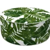 Primaster Sitzpouf aufblasbar weiß grün Ø 53 x 23 cm mit tropischen Blättern