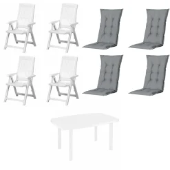 Progarden Garten-Essgruppe Tampa + Faro 4 Personen Kunststoff weiß/grau