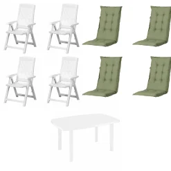 Progarden Garten-Essgruppe Tampa + Faro 4 Personen Kunststoff weiß/grün