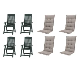 Progarden Gartenstuhl-Set Tampa mit Auflagen grün/taupe 8-tlg.