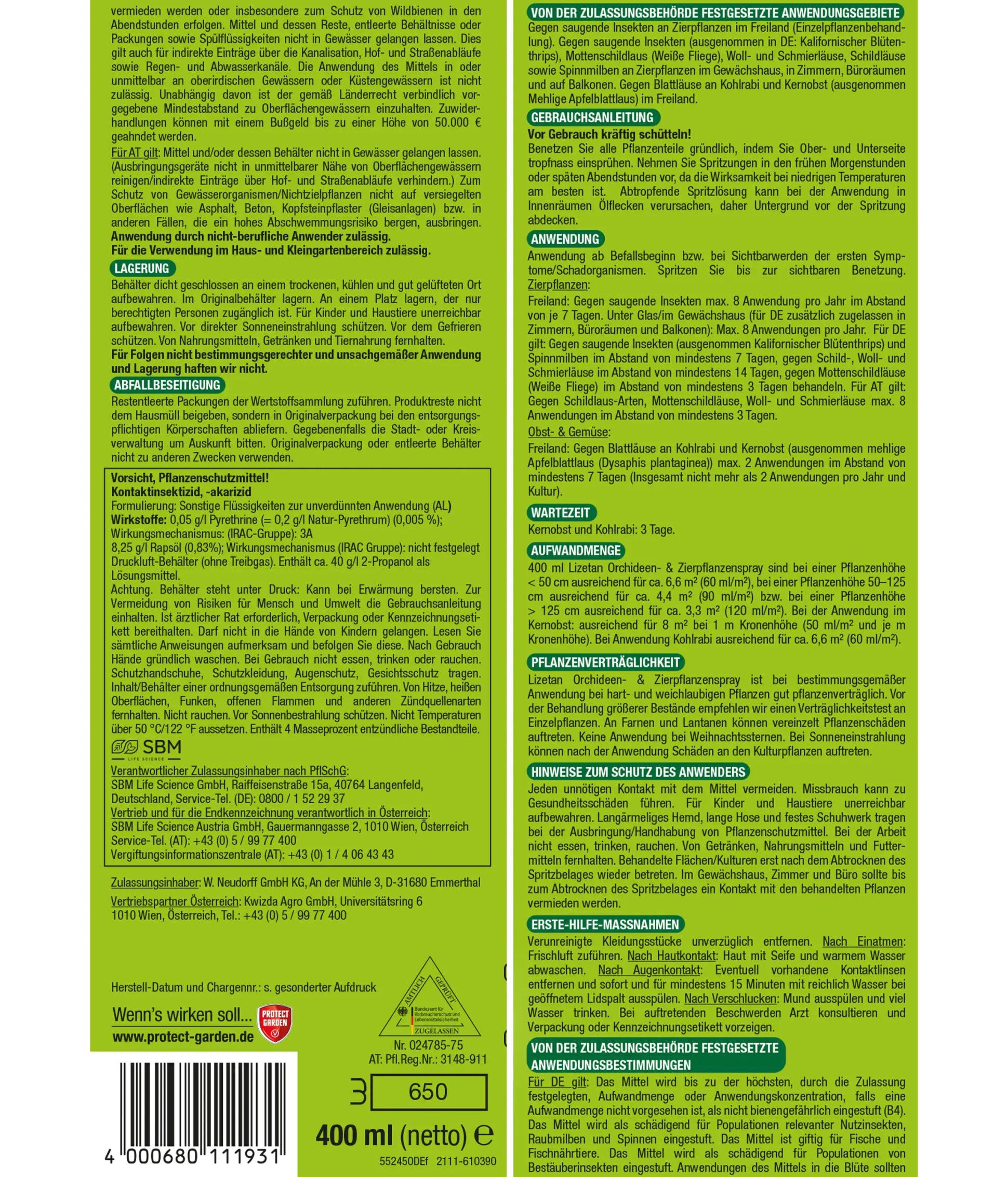 Protect Garden Lizetan Orchideen- & Zierpflanzenspray 400 ml