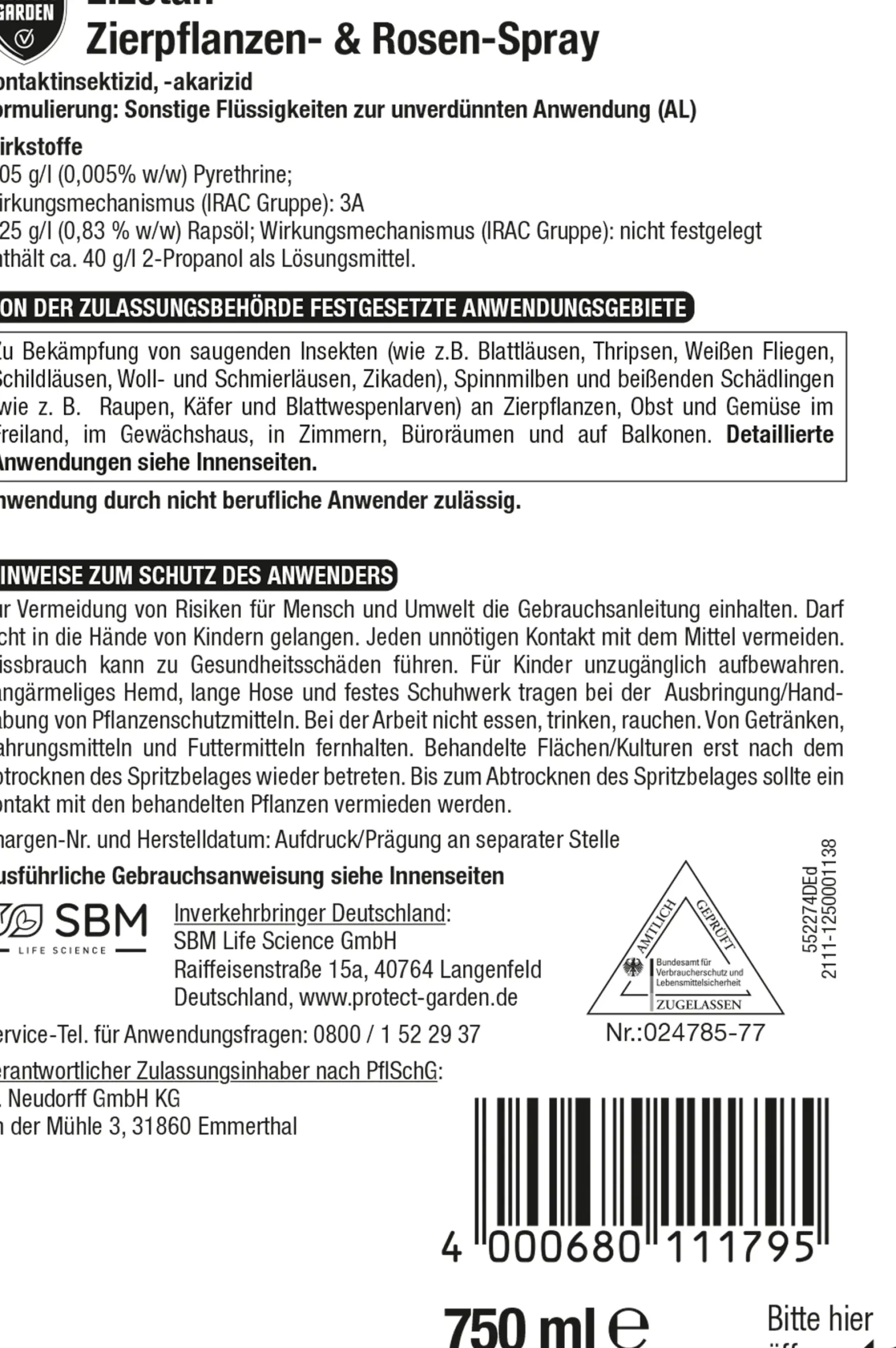 Protect Garden Lizetan Zierpflanzen- & Rosen-Spray AF 500 ml