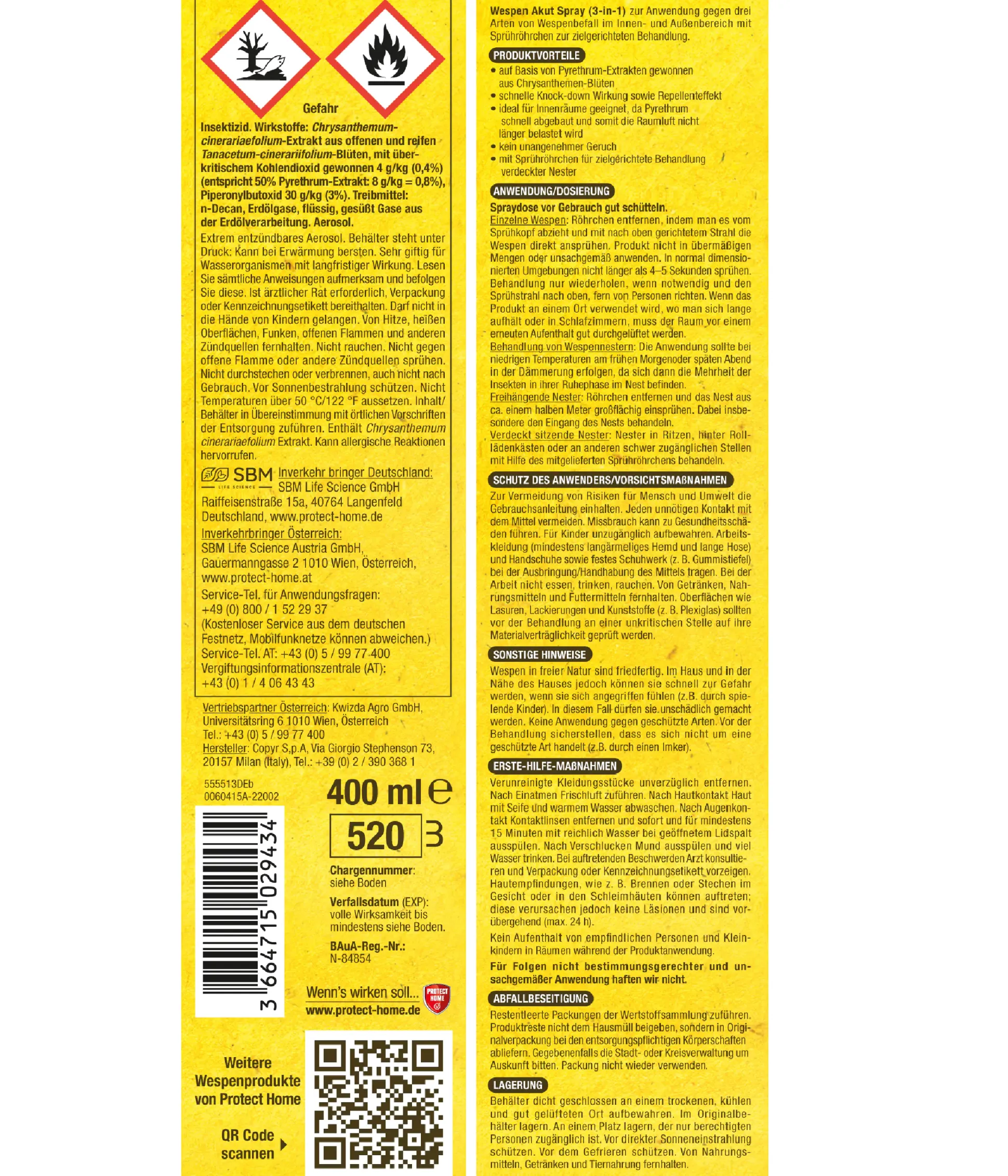 Protect Home Natria Wespen Akut Spray 3-in-1 400 ml