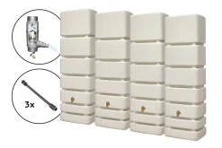 4rain Regenspeicher Slim Wandtank-Set 1400 L