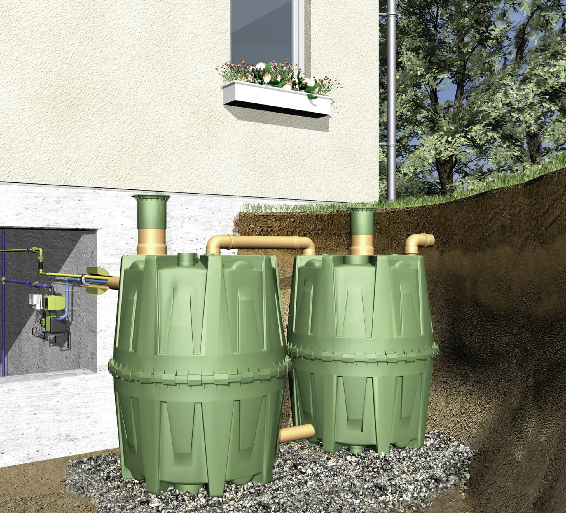 4rain Regenwasser Tank-Set Herkules 4.800 l, grün