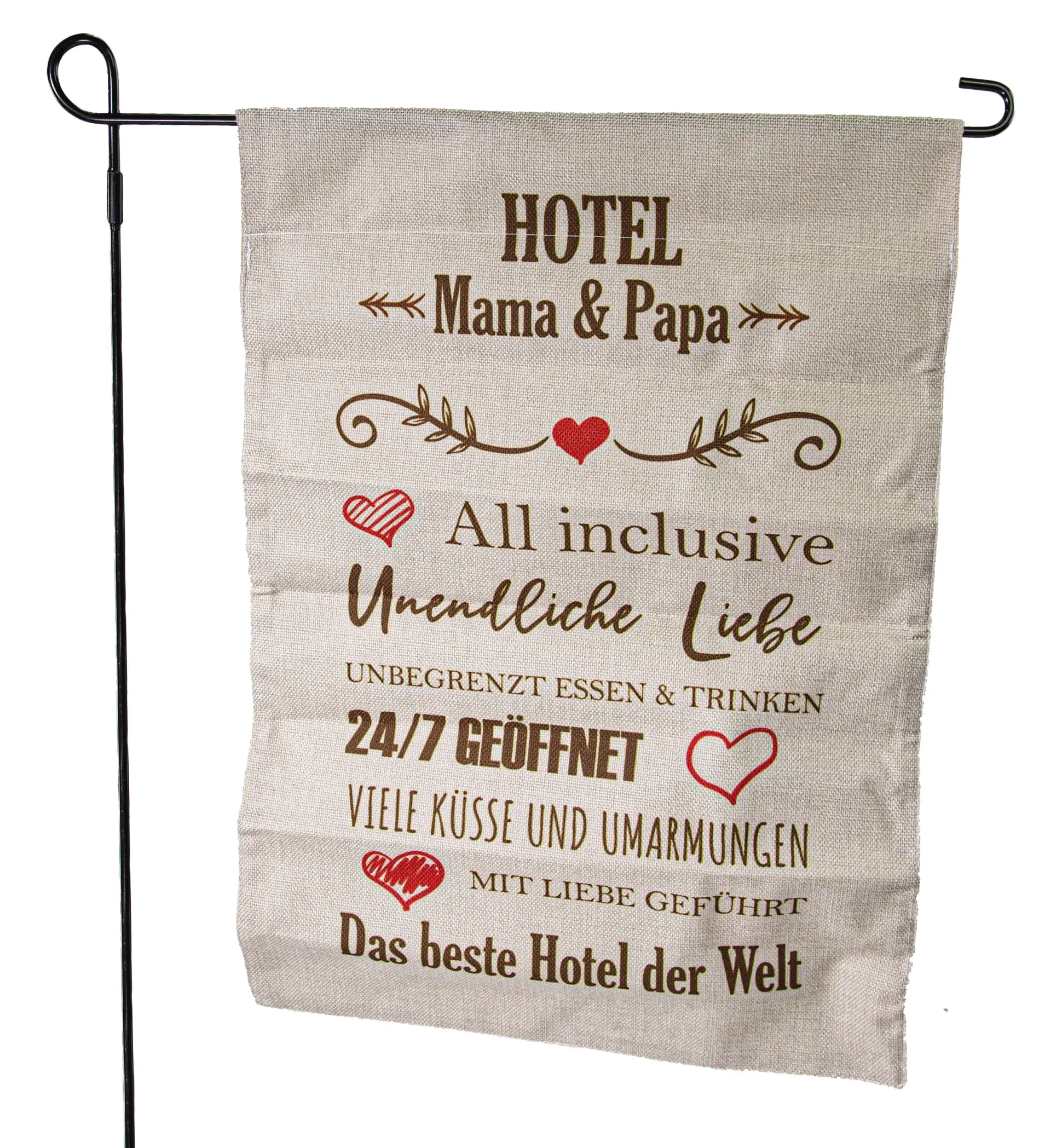 Riffelmacher Gartenfahne mit Stab "Hotel" 32 x 45/90 cm