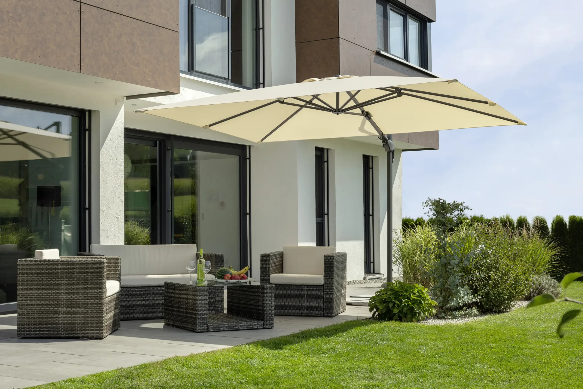 Schneider Ampelschirm Rhodos Twist natur 350 x 260 cm