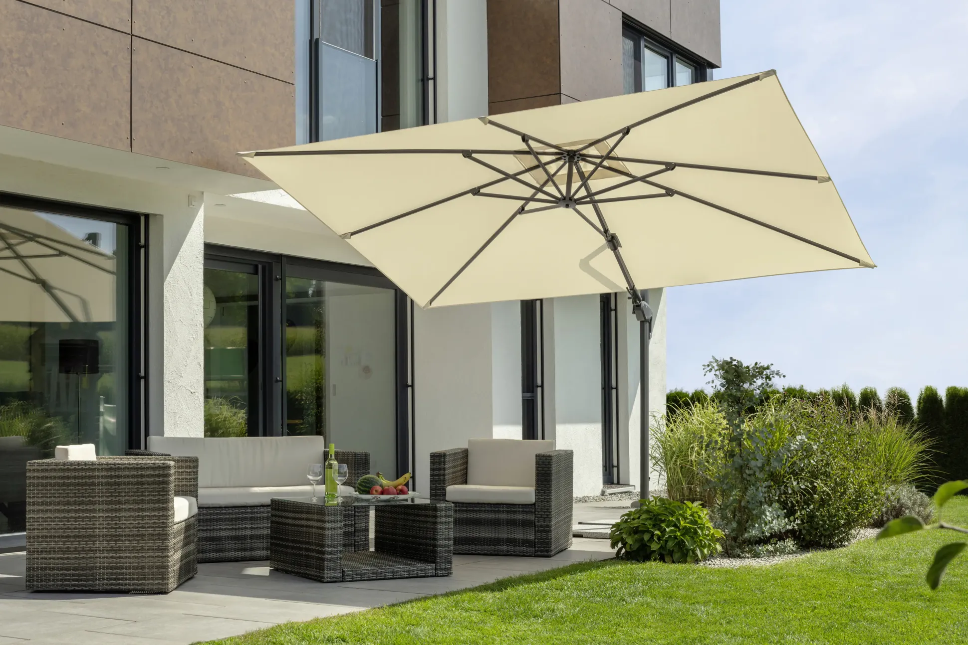 Schneider Ampelschirm Rhodos Twist natur 350 x 260 cm