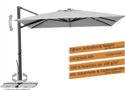 Schneider Ampelschirm Rhodos Smart silbergrau 300 x 300 cm