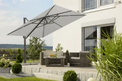Schneider Ampelschirm Rhodos Smart silbergrau 300 x 300 cm