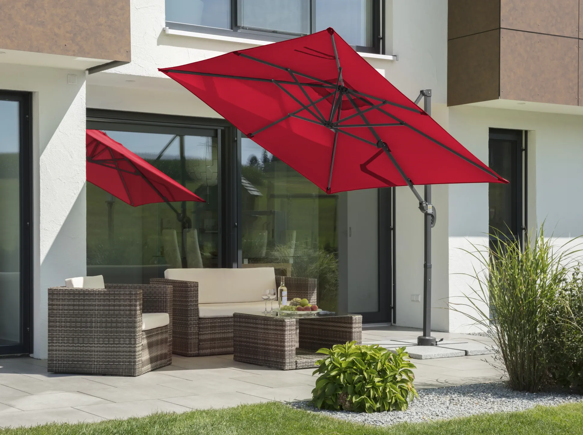Schneider Ampelschirm Rhodos Junior rot 230 x 230 cm