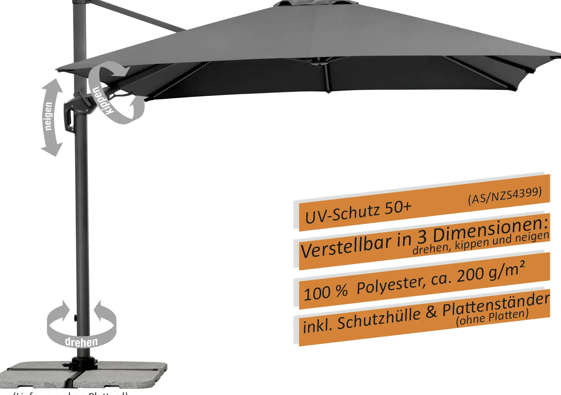 Schneider Sonnenschirm Locarno anthrazit Ø 150 cm