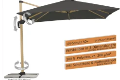Schneider Sonnenschirm Rhodos Twist Woody anthrazit 300 x 300 cm
