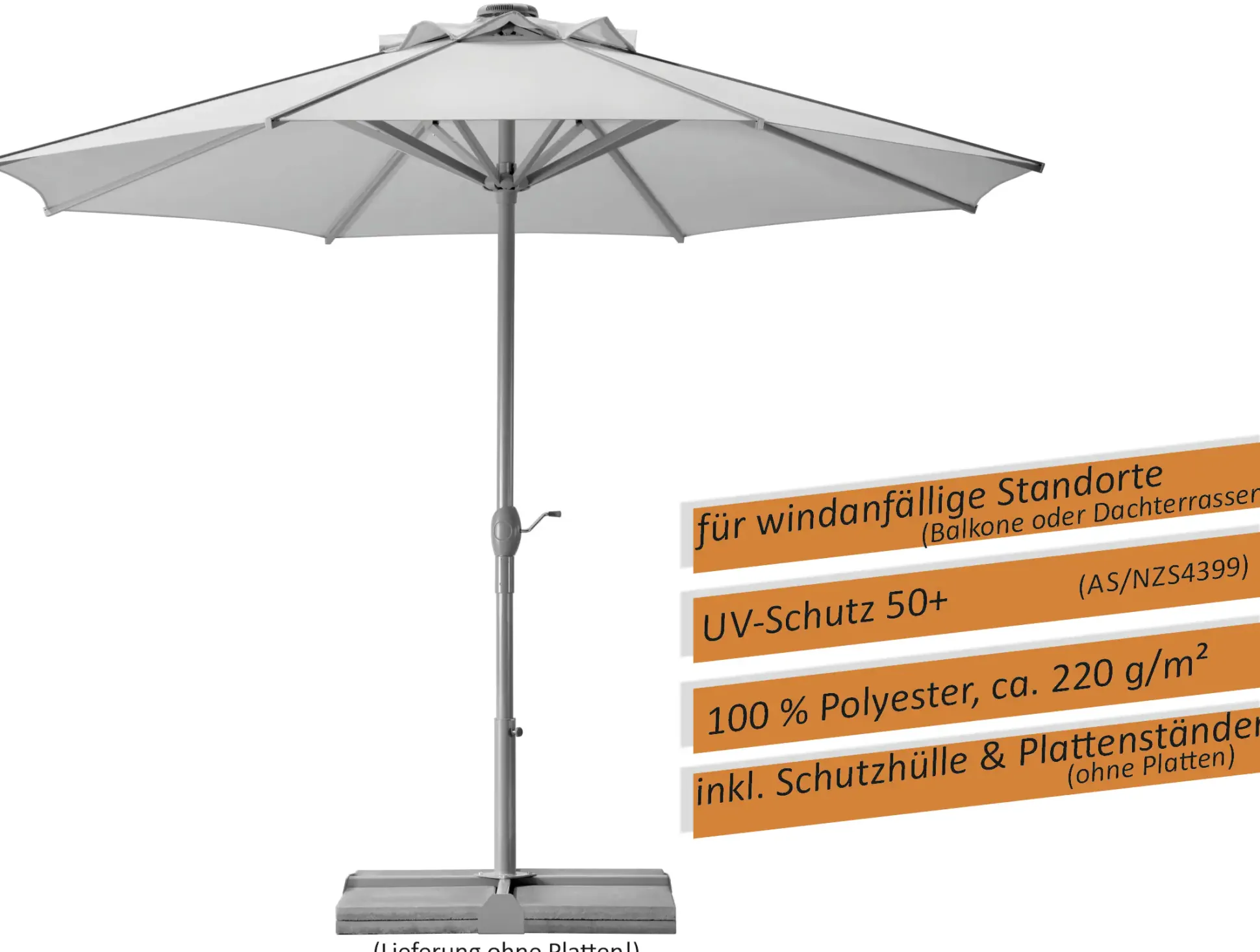 Schneider Sonnenschirm Rooftop silbergrau Ø 350 cm