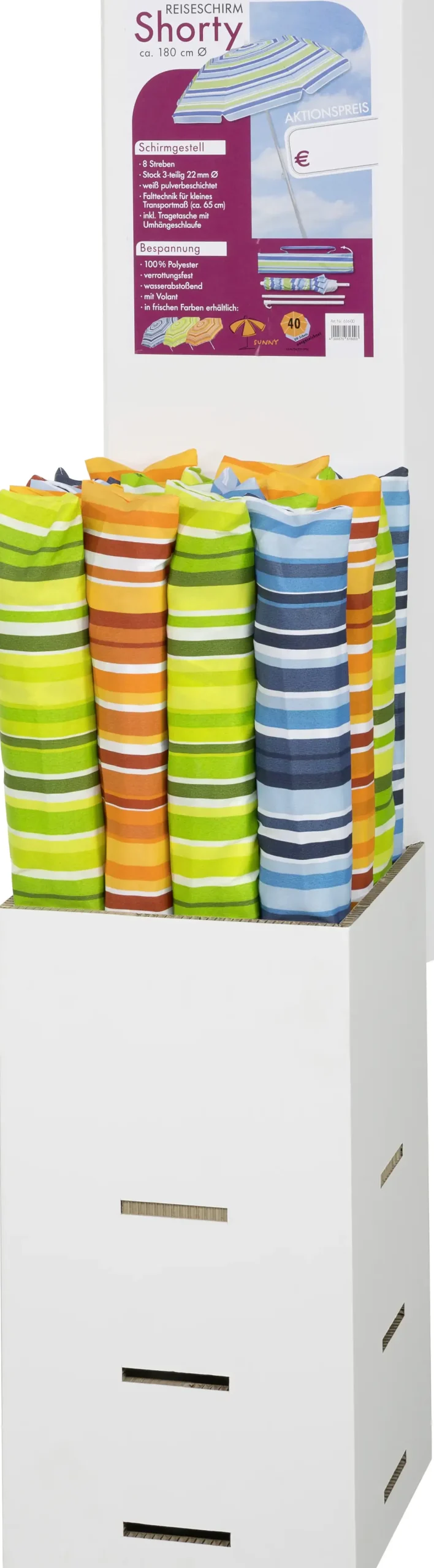 Schneider Sonnenschirm Shorty sortierte Farben, 180 cm Ø