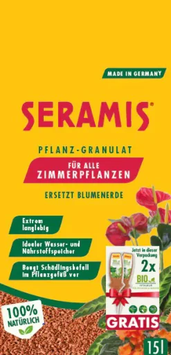 Seramis Pflanz-Granulat für Zimmerpflanzen 15 l + 2 Bio-Vitalkuren gratis