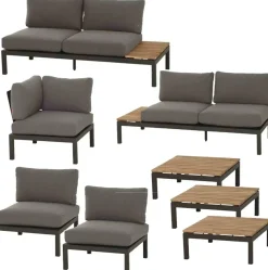Siena Garden Gartenmöbel-Set Alvida Aluminium/Holz inkl. Kissen 8-tlg.