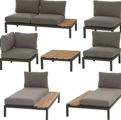 Siena Garden Gartenmöbel-Set Alvida Aluminium/Holz inkl. Kissen 7-tlg.