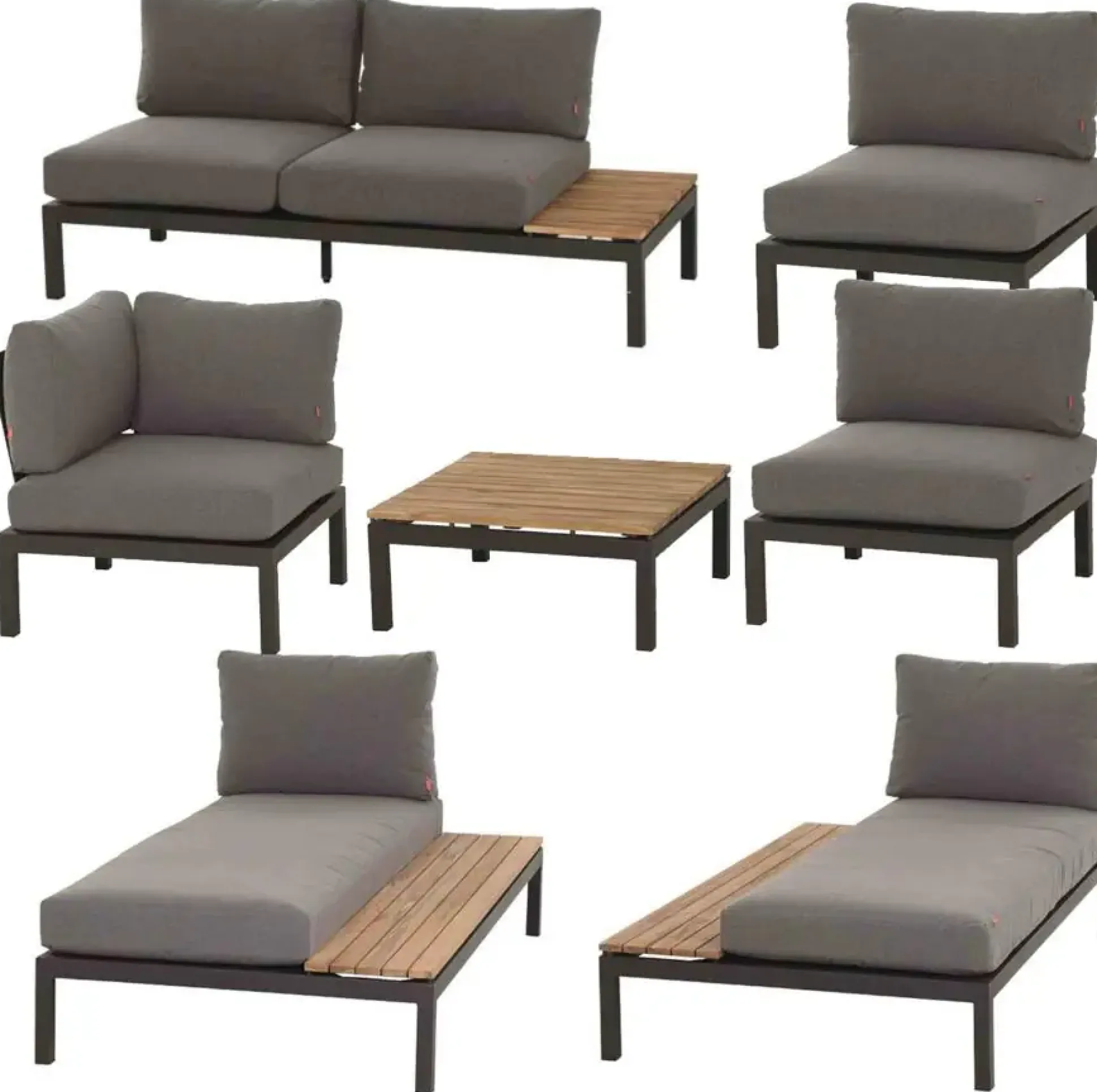 Siena Garden Gartenmöbel-Set Alvida Aluminium/Holz inkl. Kissen 7-tlg.