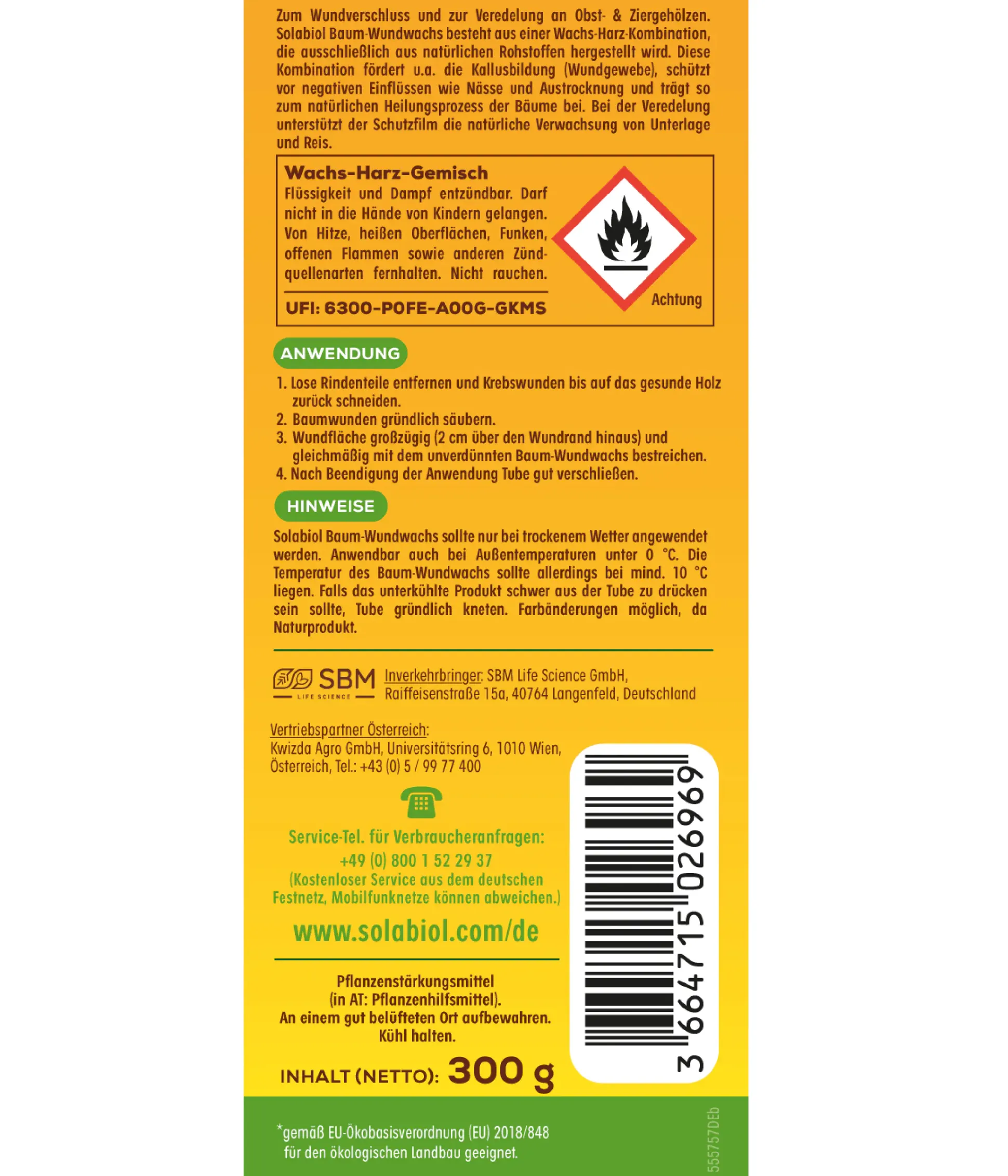 Solabiol Baum-Wundwachs 300 g