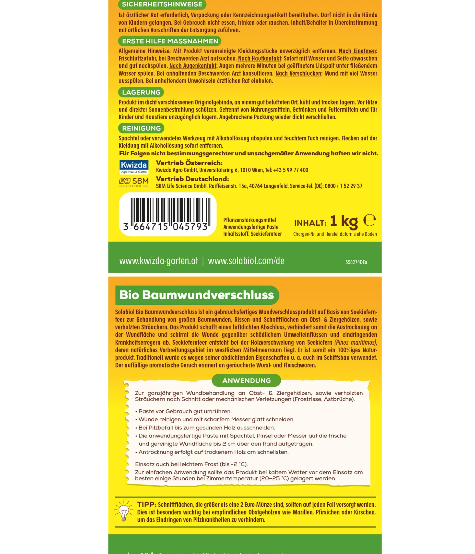 Solabiol Bio Baumwundverschluss 1 kg