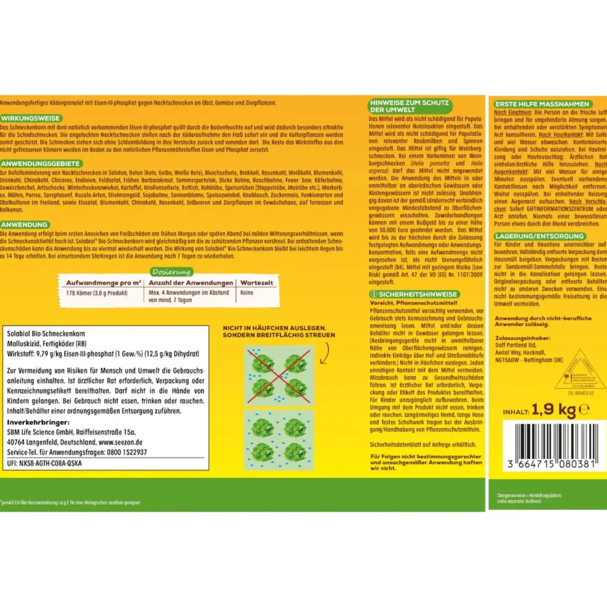Solabiol Bio-Schneckenkorn 1,9 kg