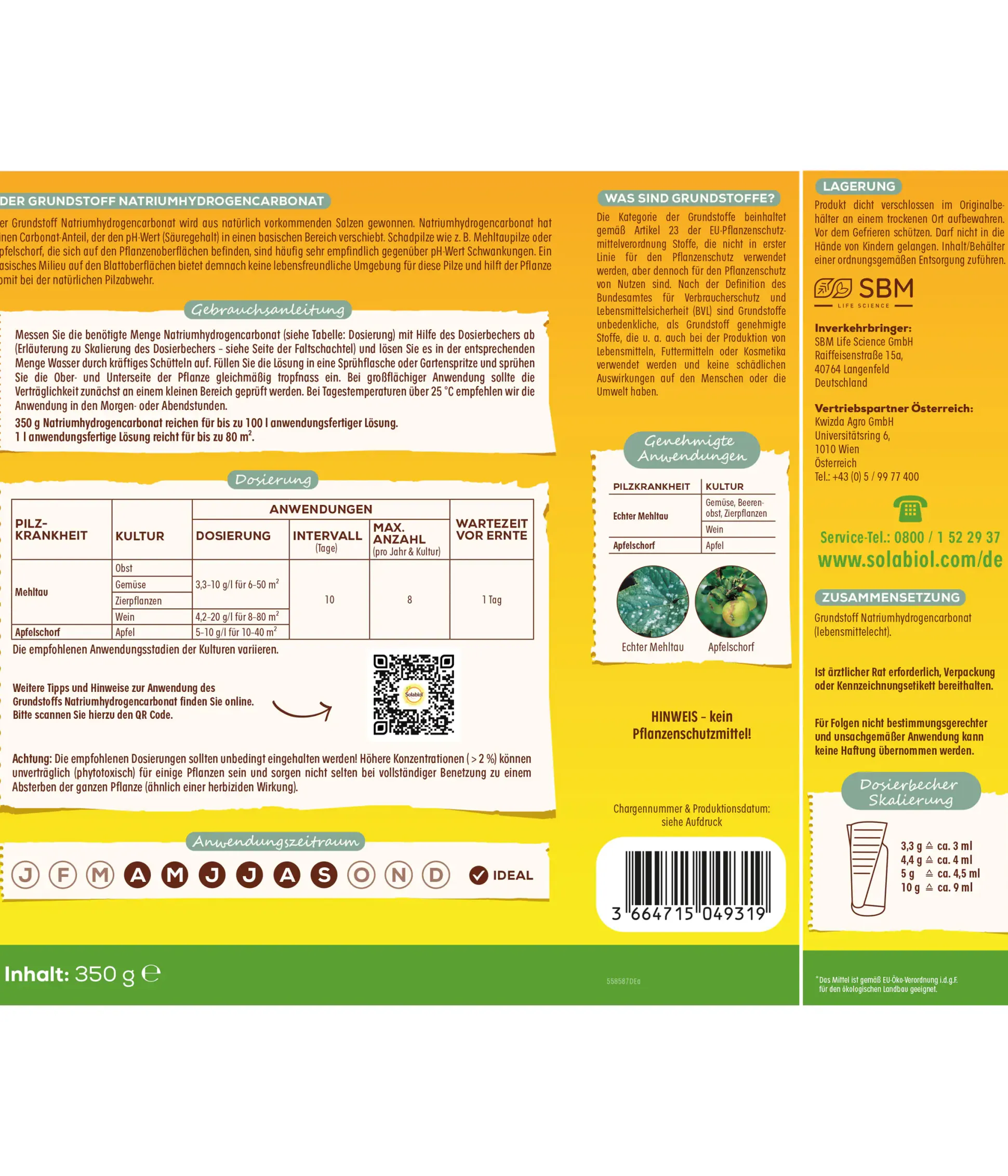 Solabiol natürliche Mehltau - Abwehr Grundstoff Natriumhydrogencarbonat 350 g