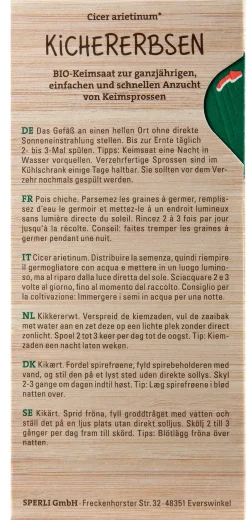 Sperli BIO Keimsprossen-Saat Kichererbse