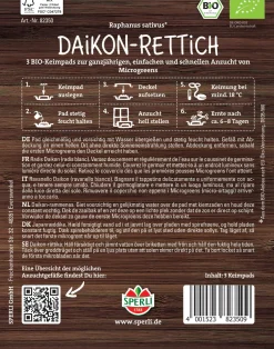 Sperli BIO Microgreen-Pads Daikon-Rettich