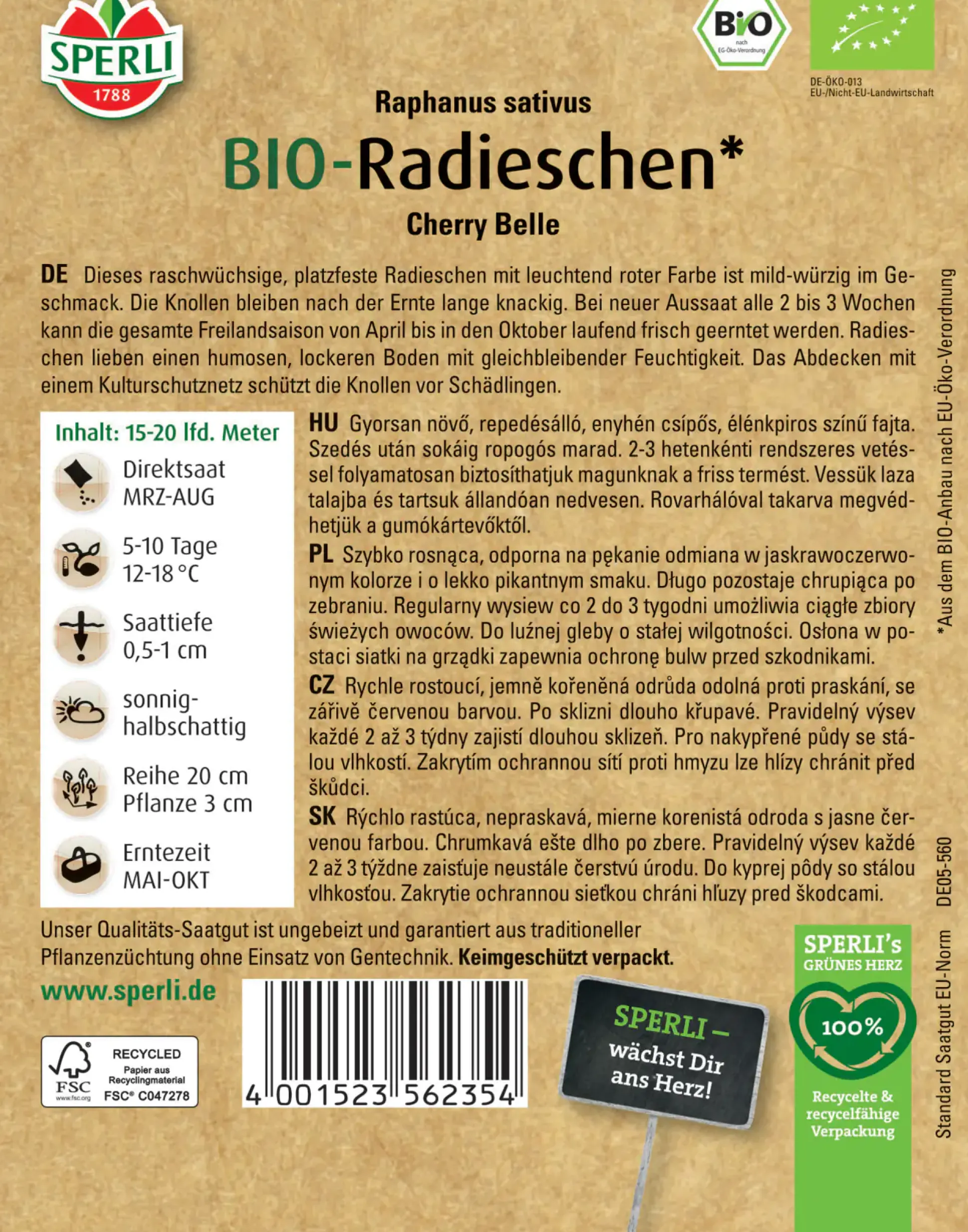 Sperli BIO Radieschen Cherry Belle
