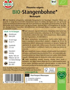 Sperli BIO Stangenbohne gelb