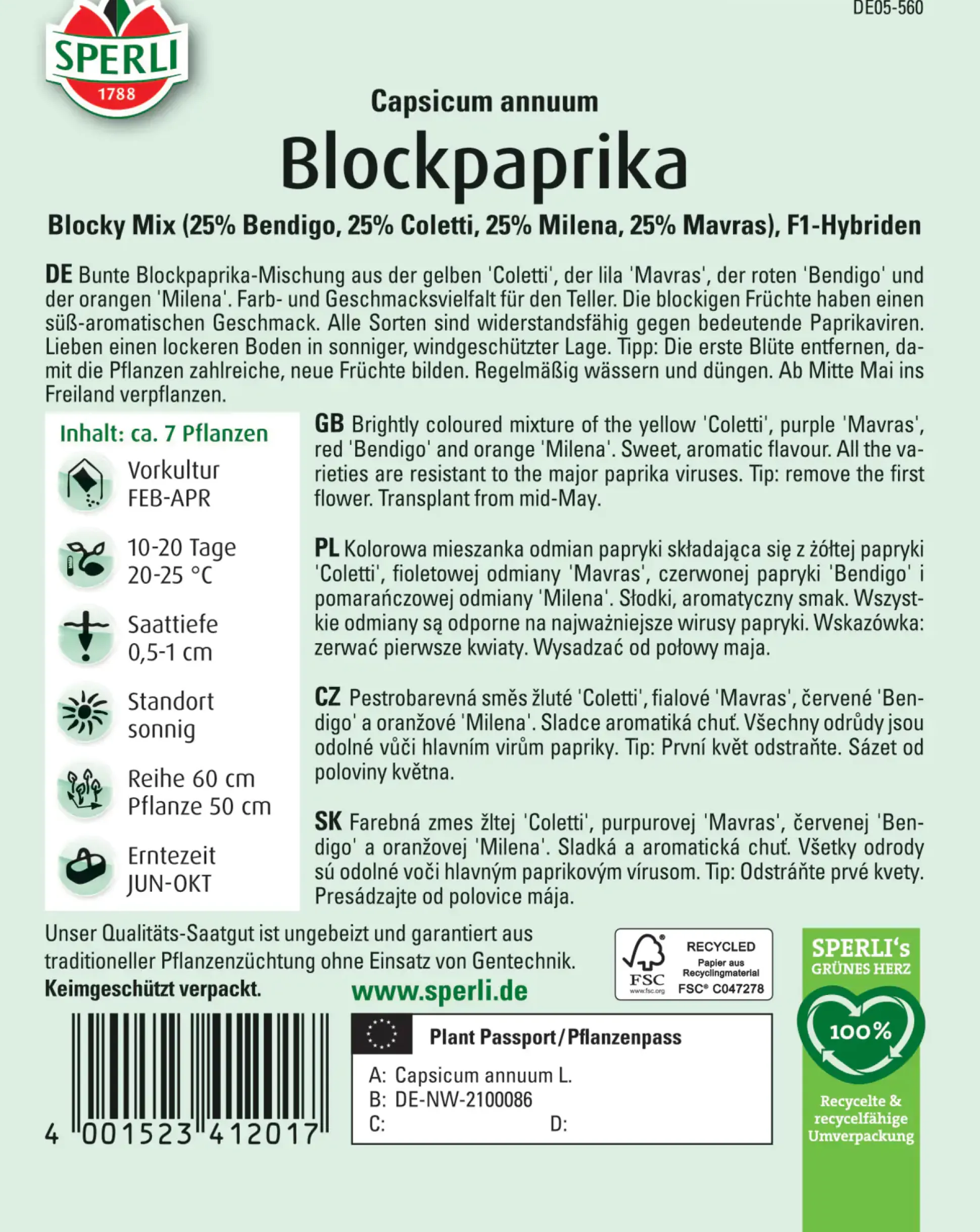 Sperli Blockpaprika Blocky Mix F1