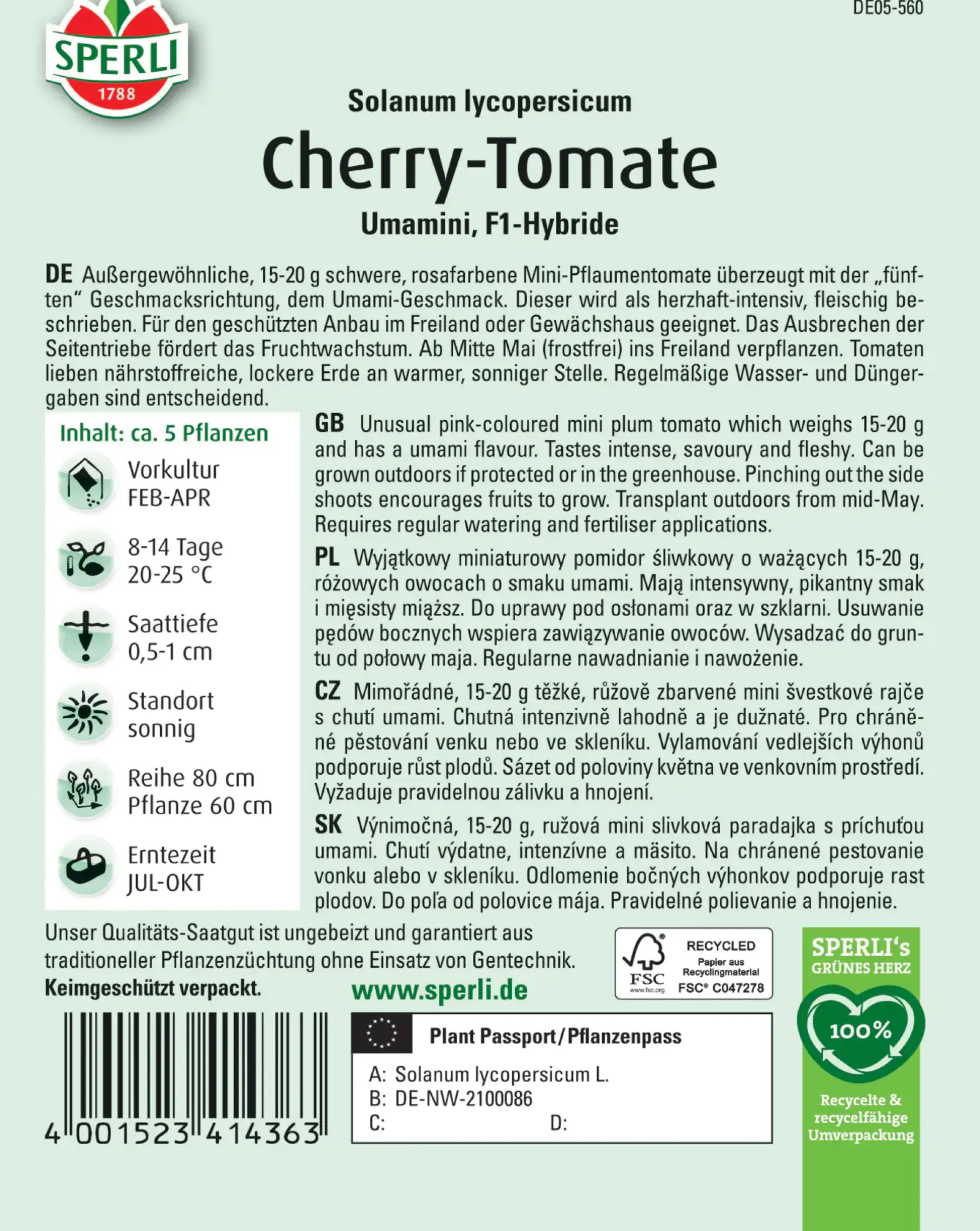 Sperli Cherry-Tomate Umamini F1