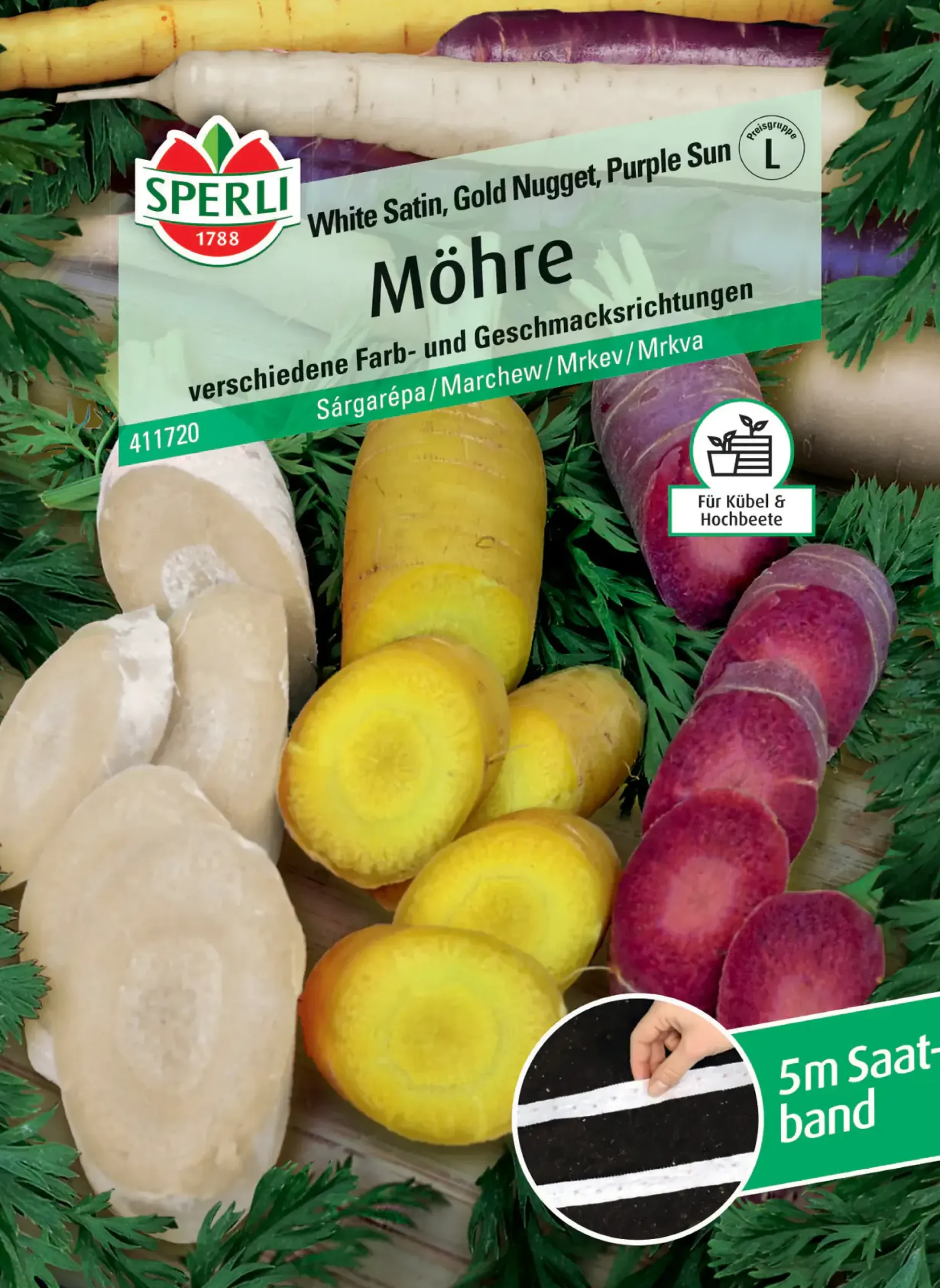 Sperli Möhre White Satin Gold Nugget Purple Sun F1 Saatband