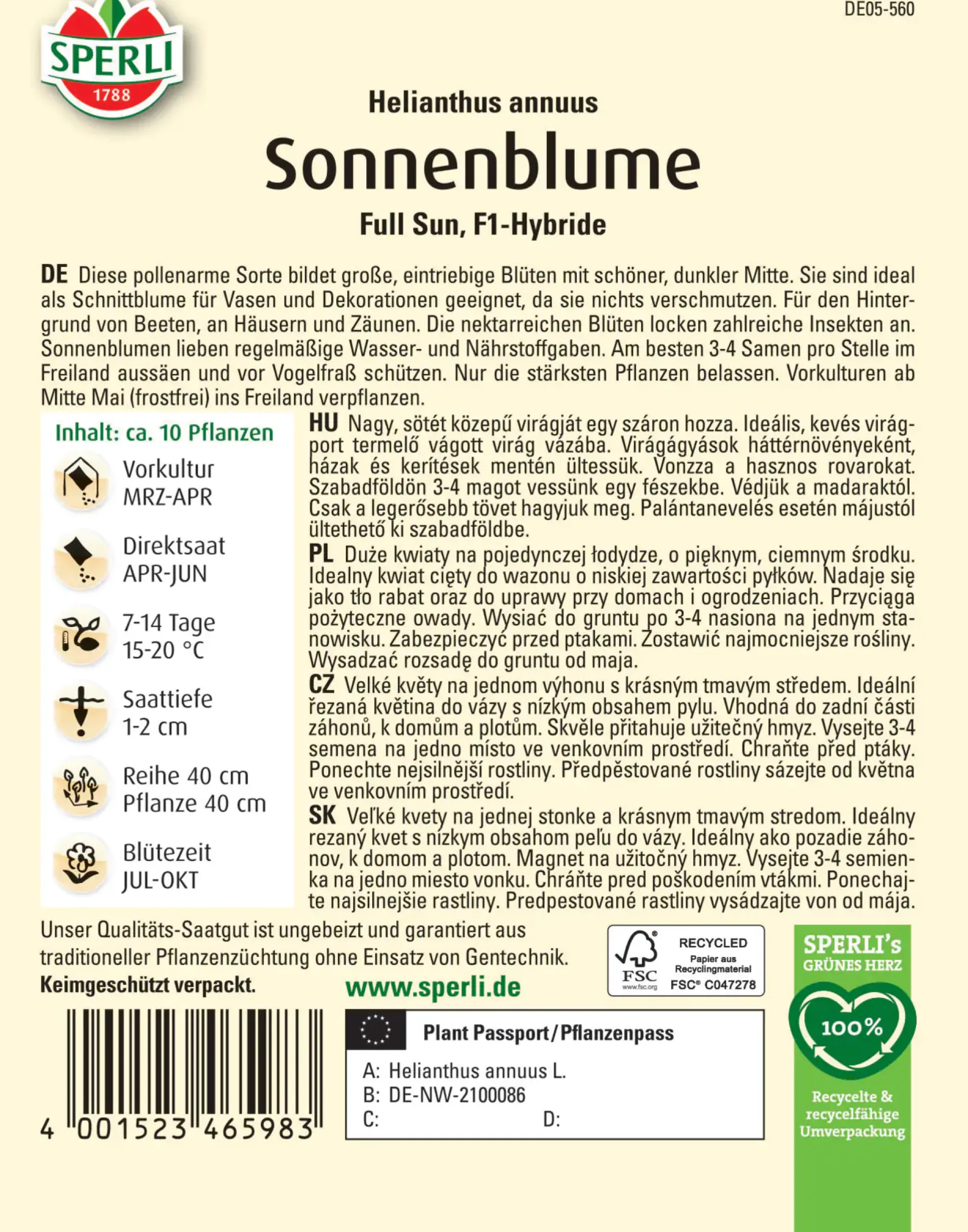 Sperli Sonnenblume Full Sun F1
