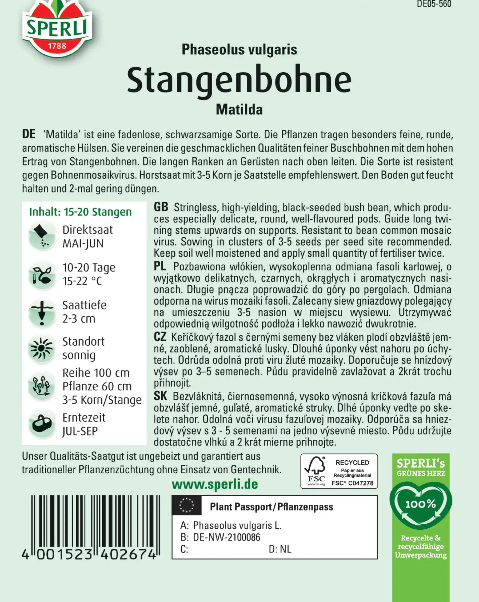 Sperli Stangenbohne Matilda